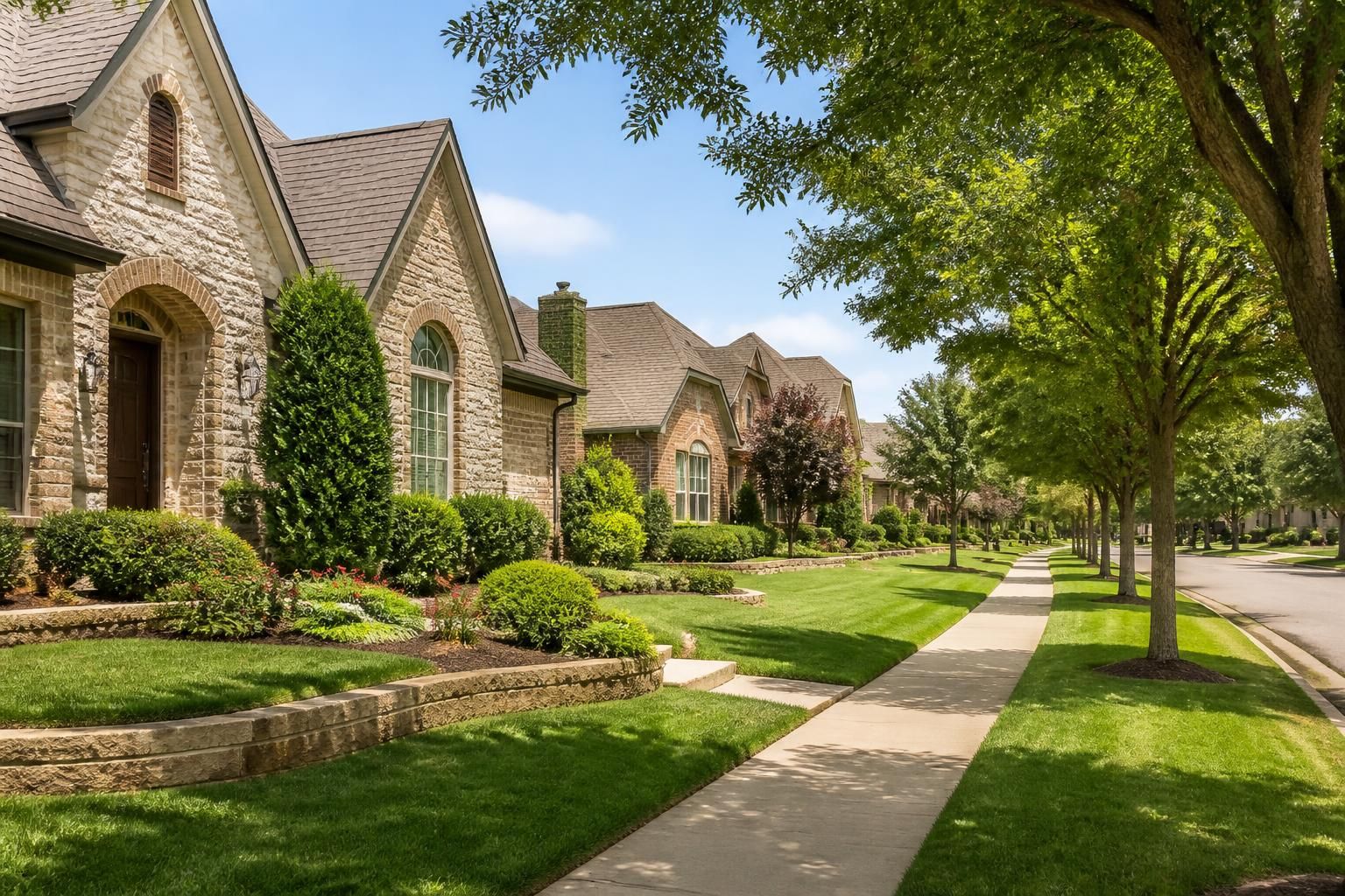 A well-kept residential street in Allen, Texas