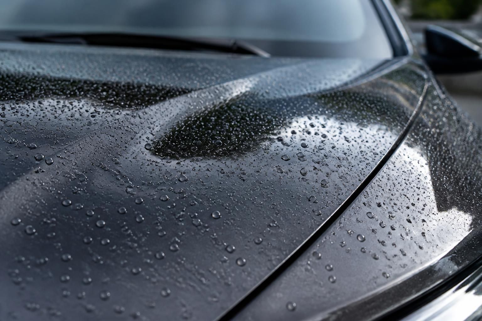 A ceramic-coated car surface with a sleek protective shine