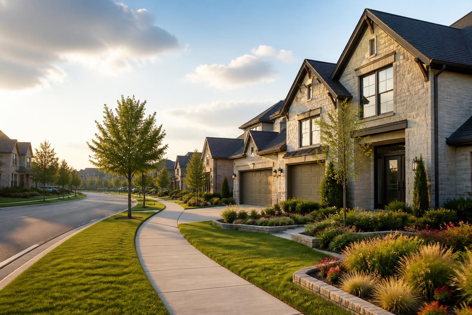 A modern suburban street in Frisco, Texas