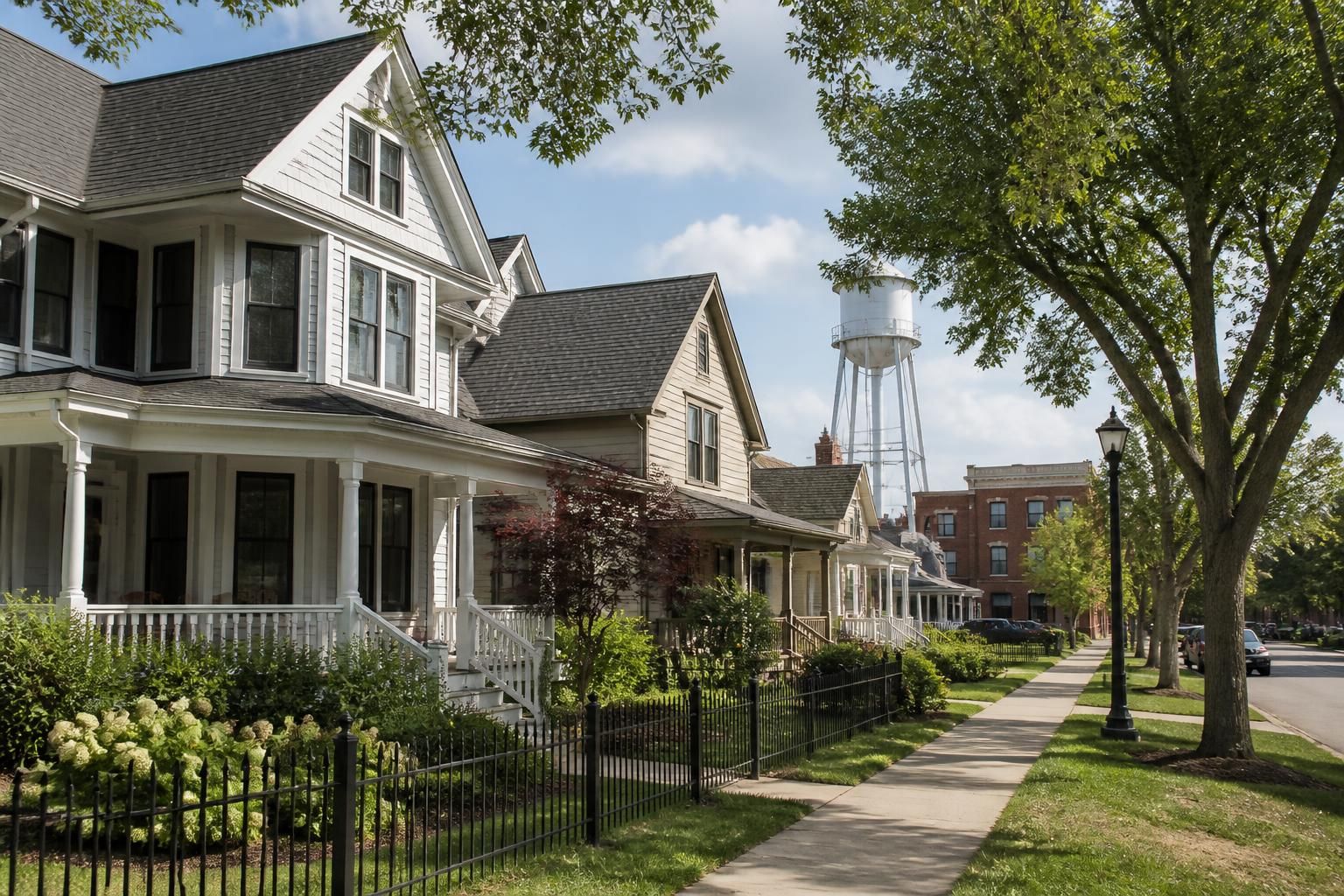 A charming neighborhood street in McKinney, Texas